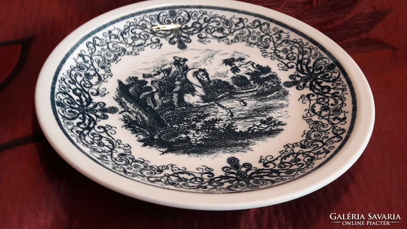 Xviii. Century equestrian military porcelain decorative plate (m2342)