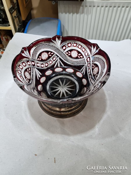 Silver plated crystal bowl
