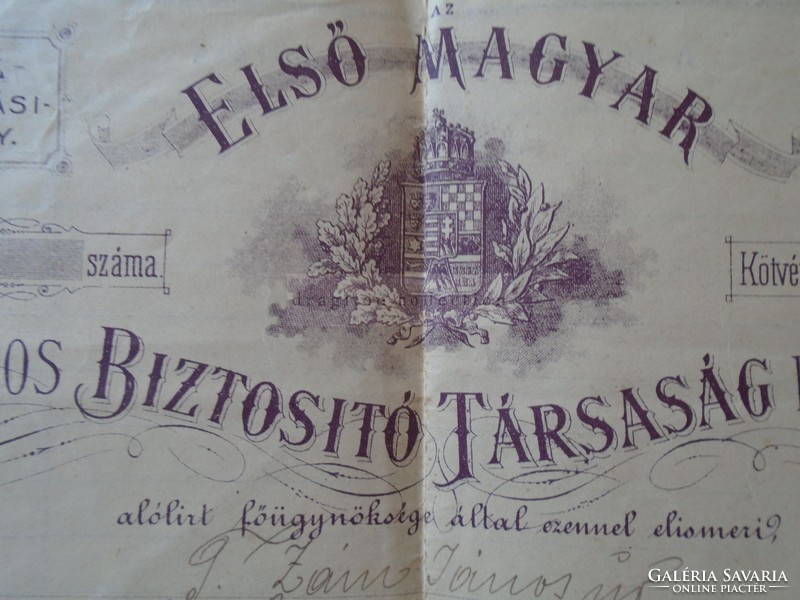 ZA397.21 Első Magyar Biztosító Társaság  RECSK  SZOLNOK    1899