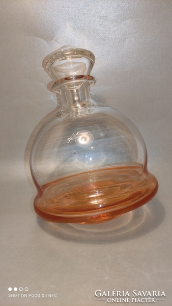For holidays, unique handmade pouring round base rimmed decanting glass bottle with stopper price/unit price