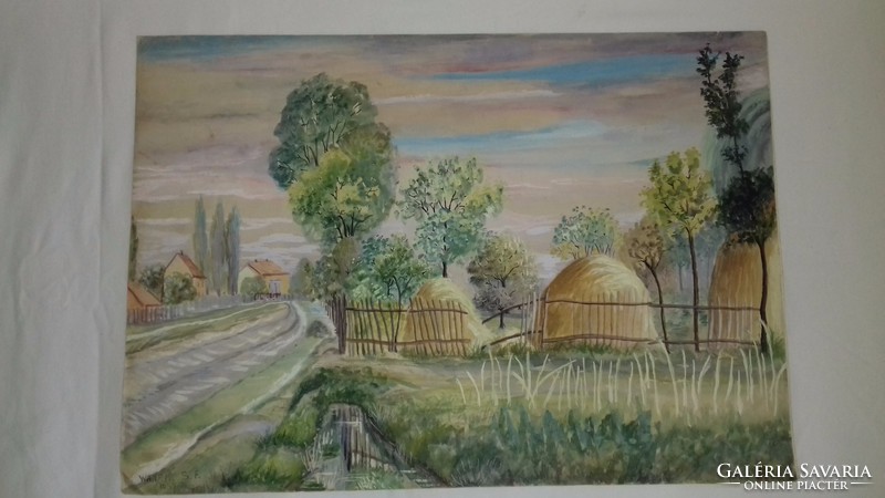 Wanek s. Ferenc street painting watercolor picture size: 61 cm x 43 cm