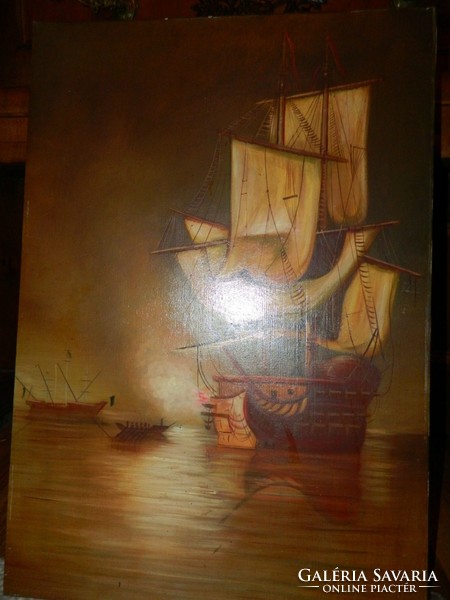 Ralf calosa: huge oil / canvas painting> sailboats