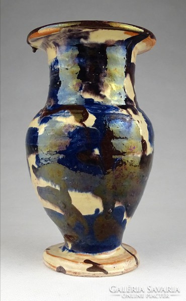 1H919 antique continuous tin glazed tile vase 16 cm