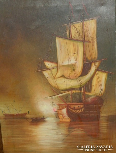 Ralf calosa: huge oil / canvas painting> sailboats