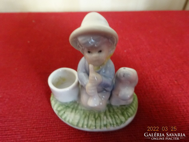German porcelain figurine, hand-painted little boy at the well. He has! Jókai.