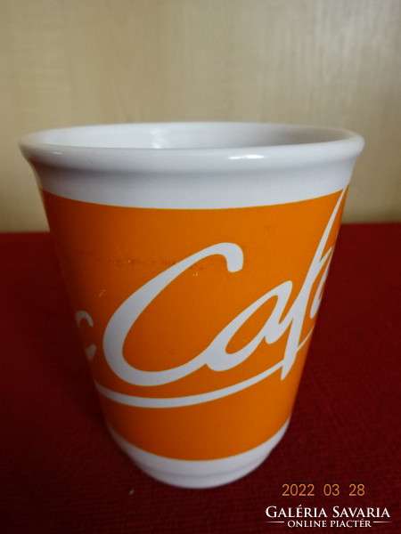 Mc Café pohár, mustársárga, átmérője 8 cm, magassága 9,5 cm. Vanneki! Jókai.