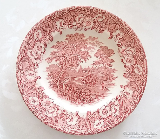 Angol fajansz tányér szeder virág minta 19.5 cm