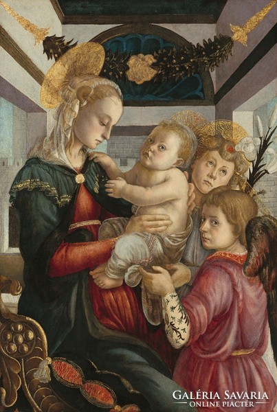 Sandro botticelli - madonna and child with angels - reprint