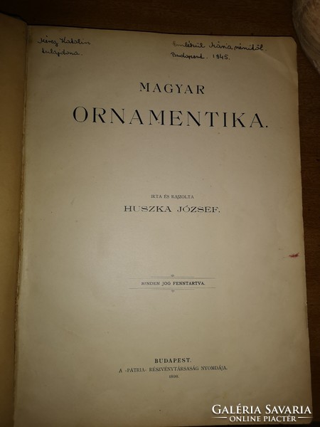 Magyar motivumok gyüjteménye 40 lapon 1935. évi átdolgozás 40 lapon