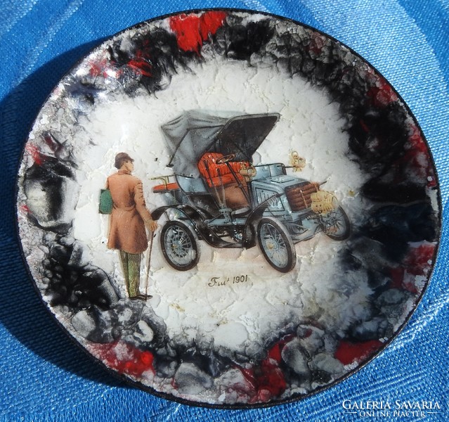 Régi járműképes tűzzománc fém tányérok - gyűjtői darabok :)