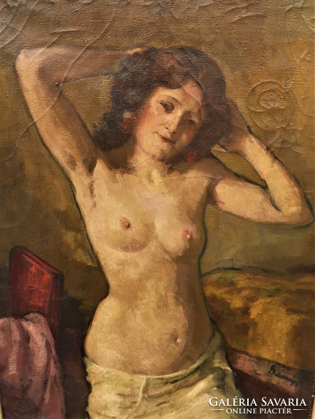 Belányi Viktor (1877 - 1955) Akt c. festménye 106x82cm Eredeti Garanciával!