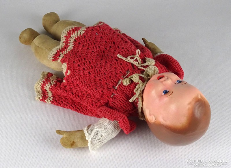 1H533 antique ceramic head toy doll rag doll ~ 1930