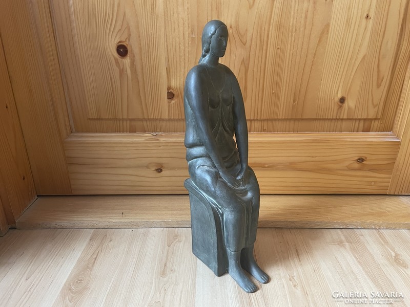 Szabó E. kerámia akt női figura terrakotta szobor modern retro mid centuy design