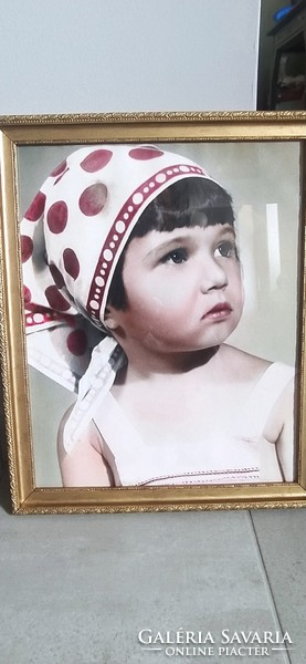 Little girl in a headscarf, retro