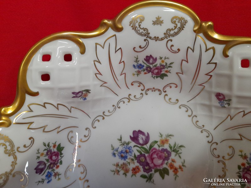 German germany reichenbach openwork porcelain serving bowl, centerpiece. 28 Cm.