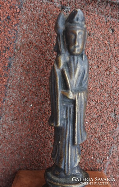 Bronze oriental figure: wise marble pedestal