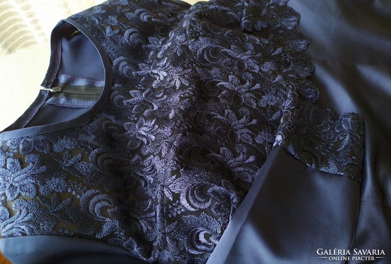 Women's dark blue casual lacy taffeta dress for sale! 40/42-Es