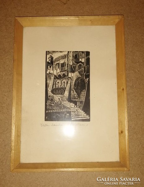 Etching in the afternoon in a glazed picture frame 24.5 * 33.5 cm