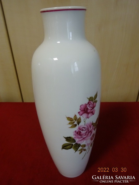 Hollóházi porcelán váza, rózsa mintás, magassága 25,5 cm. Vanneki! Jókai.