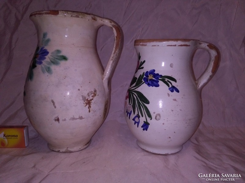 Two pieces of antique, floral glazed tile silk, folk bastard - together