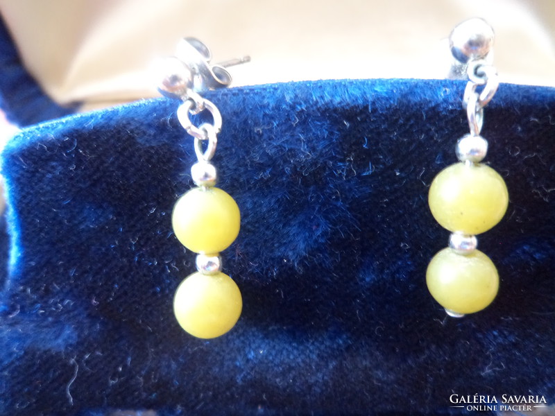 Handmade earrings with green stone