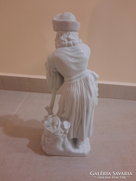 White Herend porcelain grieving shepherd, peasant figure