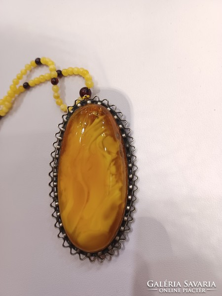 Original antique amber brooch with amber chain