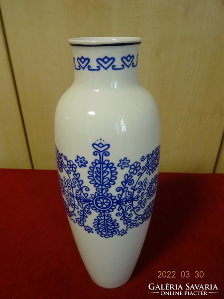Hollóház porcelain vase with blue folk motif. He has! Jókai.