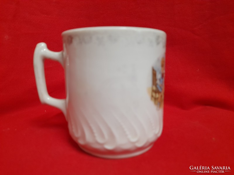 Antique children's patterned porcelain mug,