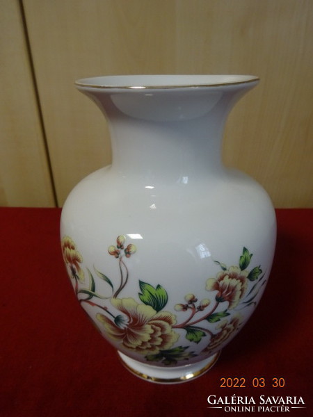 Raven house porcelain vase with hollow yellow flowers. He has! Jókai.