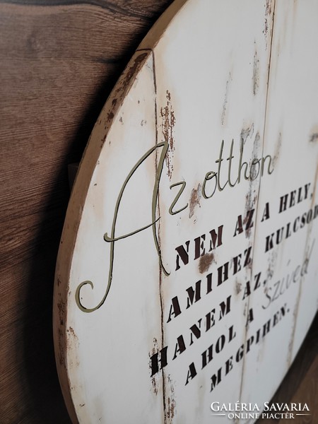 Vintage wooden wall ornament with inscriptions that can be hung on the wall