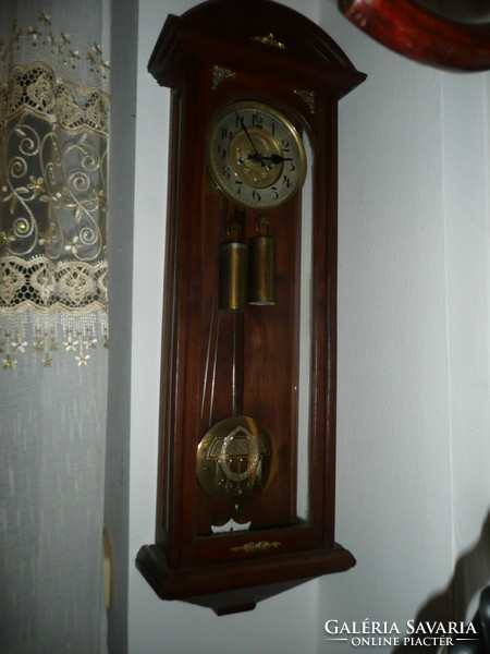 Graceful, narrow, antique, Art Nouveau, working half percussion gustav becker wall clock