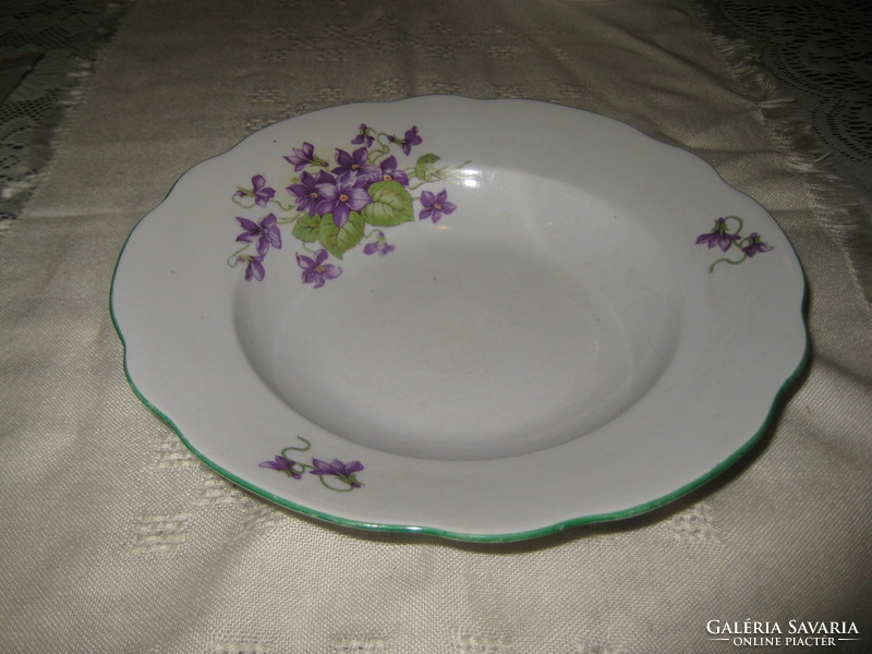 Zsolnay, blue violet, deep plate, shield with green rim
