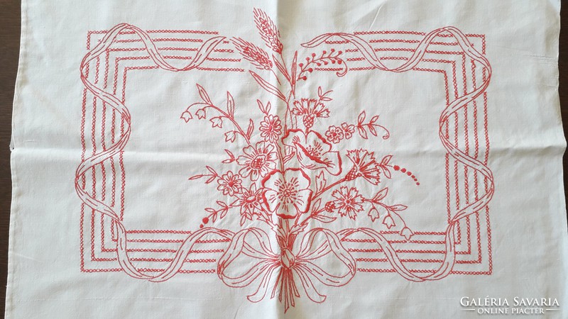 Old pillowcase folk embroidered linen wildflower decorative pillowcase front