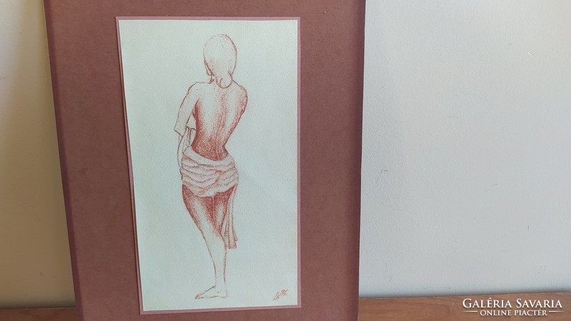 (K) beautiful nude graphic, marked and signed with a 21x30 cm passport