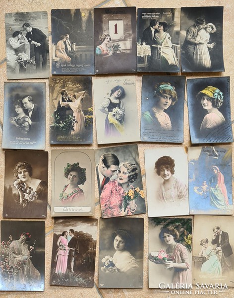 20db antik képeslap sok kalapos nő levelezőlap  gyűjtemény 1904-1910 környékéről