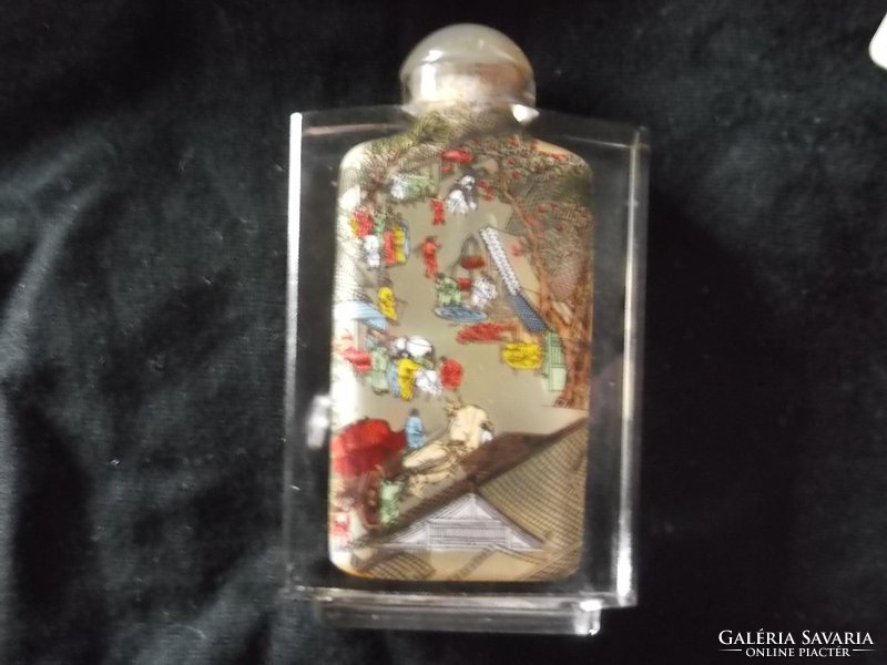 Kínai illatszeres üveg, miniatűr kézi festésű