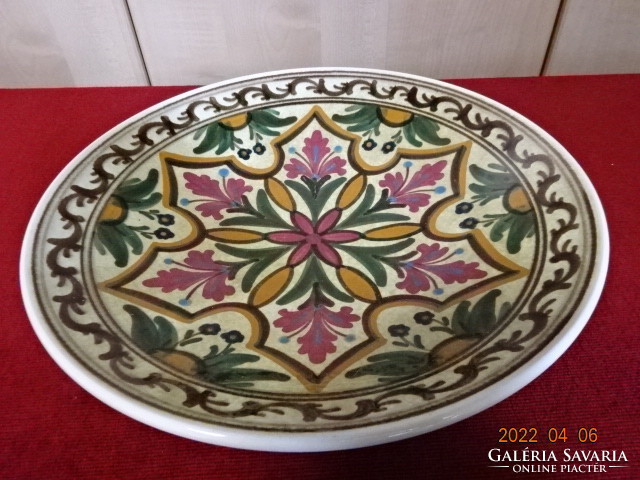 German glazed ceramic wall bowl, hand-painted, diameter 29.5 cm. He has! Jókai.