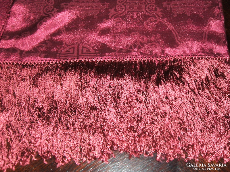 Unique hand fringed silk table runner