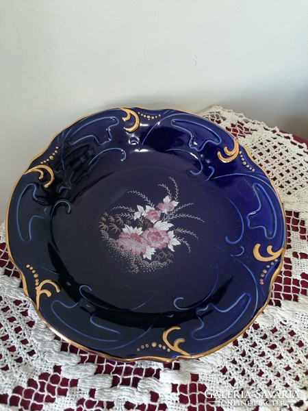 Cobalt blue decorative plate with gold decoration