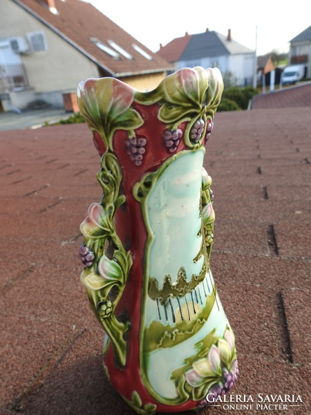 Art nouveau szecessziós majolika váza