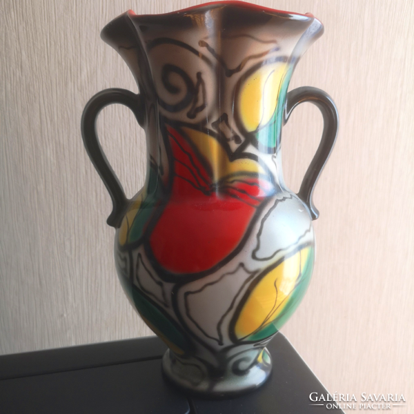 Ditmar Urbach márkájú, német design váza, festett-mázas kerámia