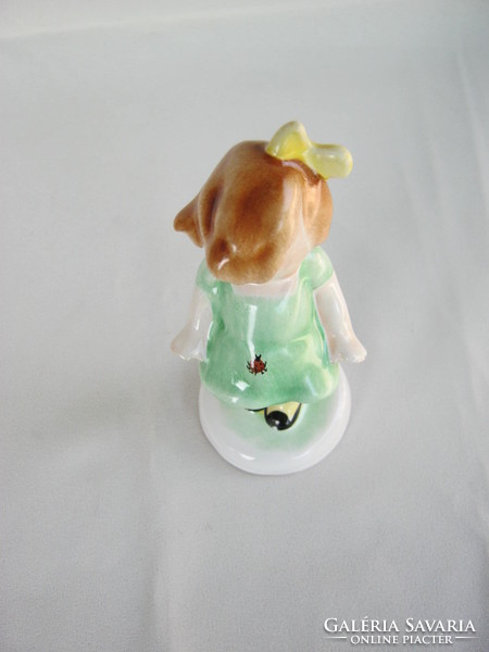 Bodrogkeresztúri kerámia katicás kislány zöld ruhában