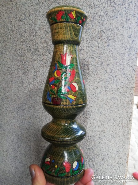 Wooden candlestick - marked by hand painting 22 cm
