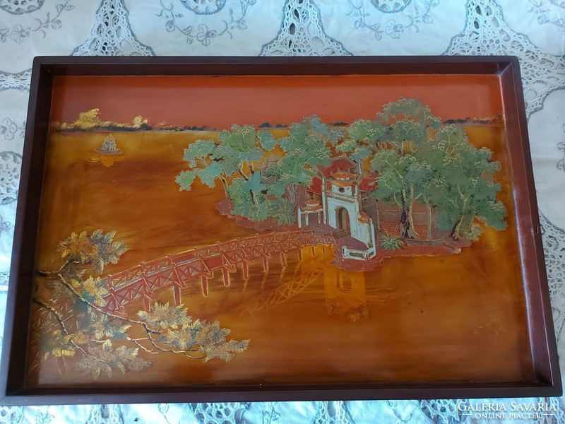 Varnish tray hand painted or mural.