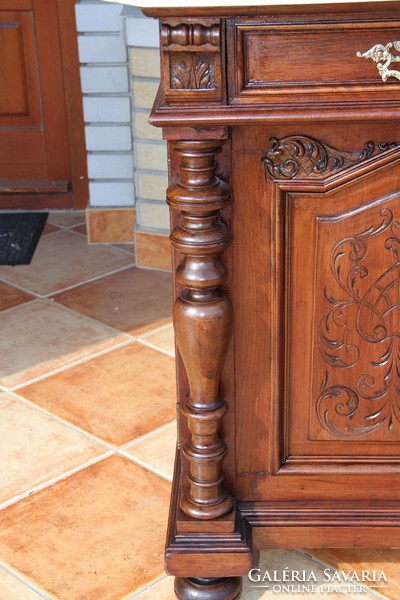 Old German marble carved chest of drawers