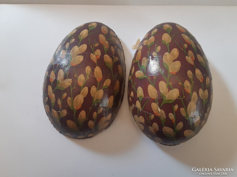 HÚSVÉTRA! Antik barkás barka ágas papírmasé húsvéti tojás 12,5 cm