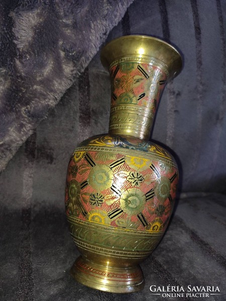 Special Indian fire enamel copper vase 26 cm