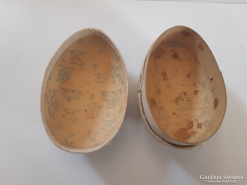 HÚSVÉTRA! Antik papírmasé húsvéti tojás tyúkanyóval, kiscsibékkel  9cm