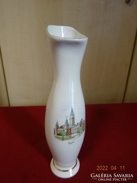 Aquincum porcelain vase with Győr inscription and skyline. He has! Jókai.